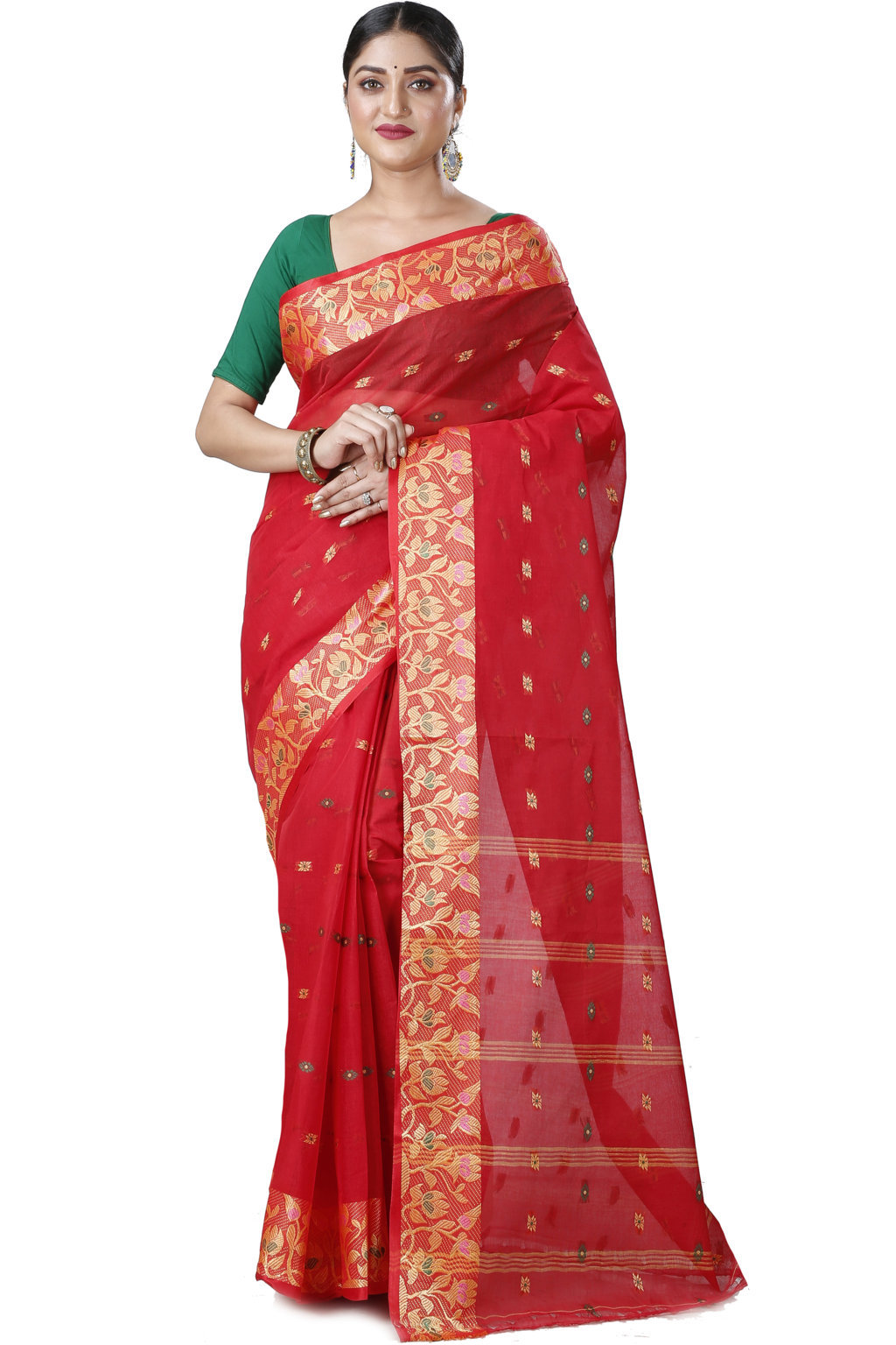 Red Pure Cotton Gopika Tant Saree (1058)